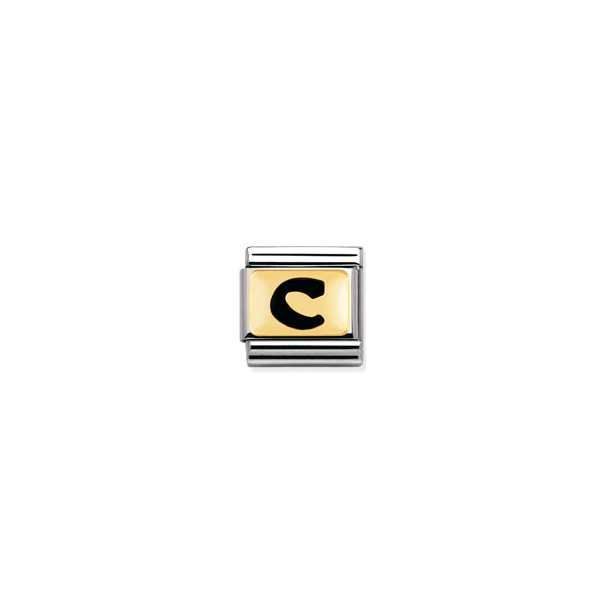 Nomination Classic - SCHWARZE BUCHSTABEN Edelstahl und 18K-Gold (C)