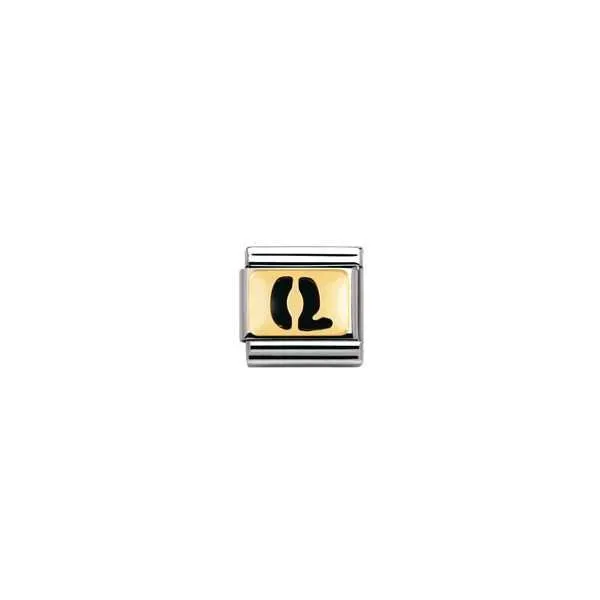 Nomination Classic - SCHWARZE BUCHSTABEN Edelstahl und 18K-Gold (Q)