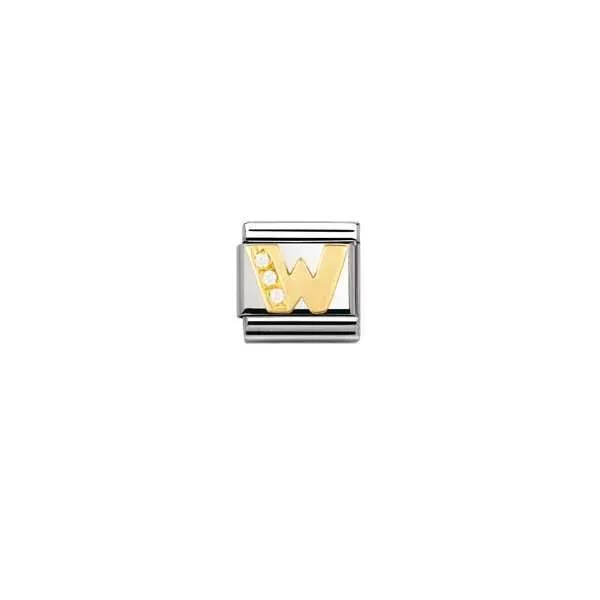 Nomination Classic - BUCHSTABEN Edelstahl, 18K-Gold und Cubic Zirc. (W)