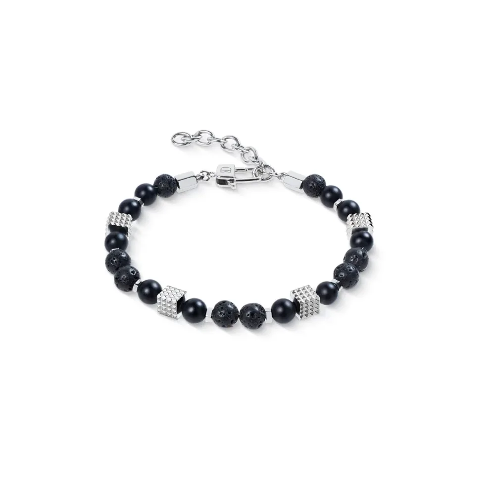Coeur de Lion Armband - Onyx- und Lavakugeln mit Mini Spikes - 092630.1300.0