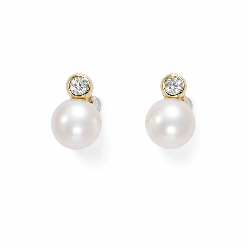 ELLA Juwelen Ohrringe - ELLA Juwelen Ohrstecker 585 Gelbgold Zirkonia Süßwasserperle - 101-53032