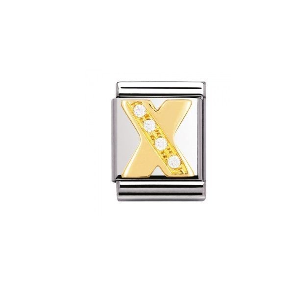 Nomination BIG - BUCHSTABEN Edelstahl, 18K-Gold und Cubic Zirc. (X)