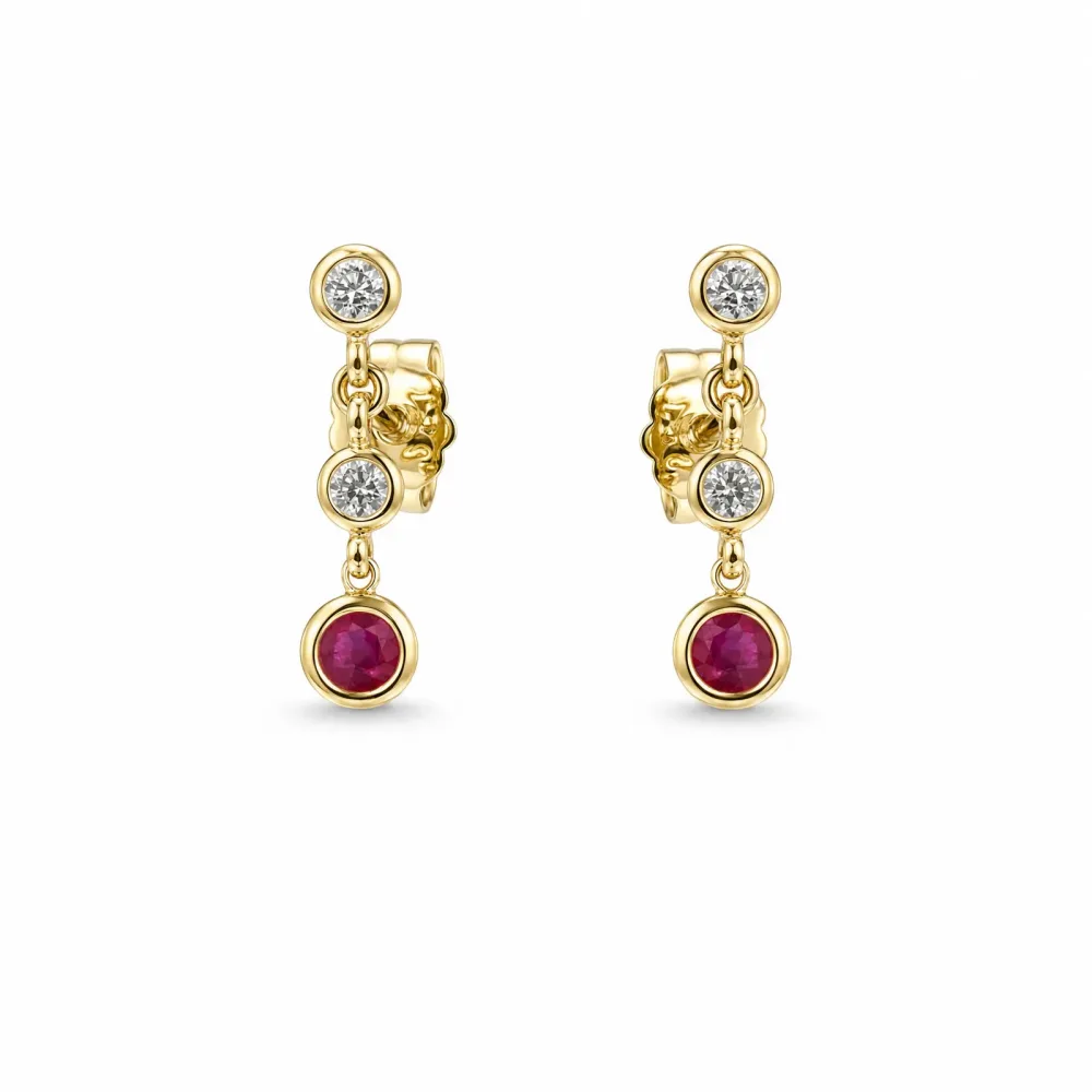 ELLA Juwelen Ohrringe - ELLA Juwelen Ohrstecker 585 Gelbgold Zirkonia Rubin - 190-29056-01