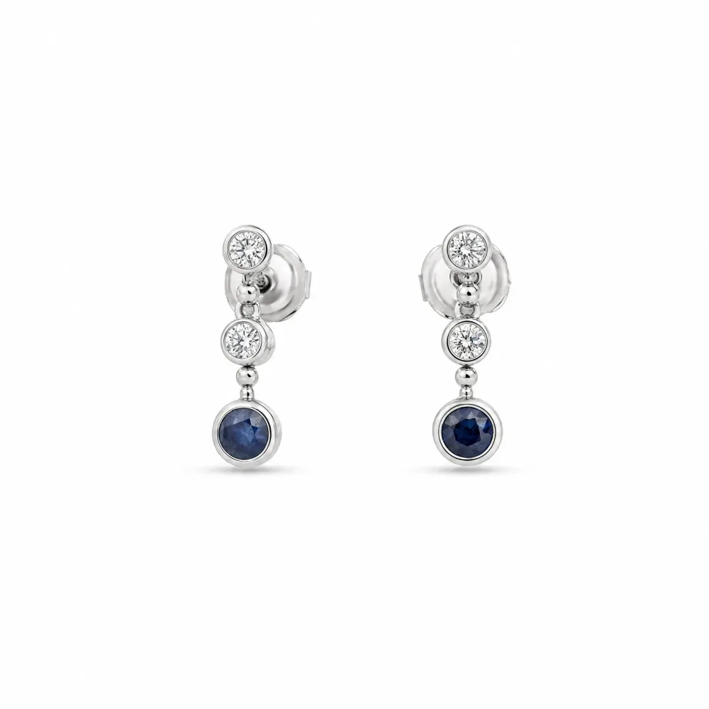 ELLA Juwelen Ohrringe - ELLA Juwelen Ohrstecker 585 Weißgold Zirkonia Safir - 190-29057-01