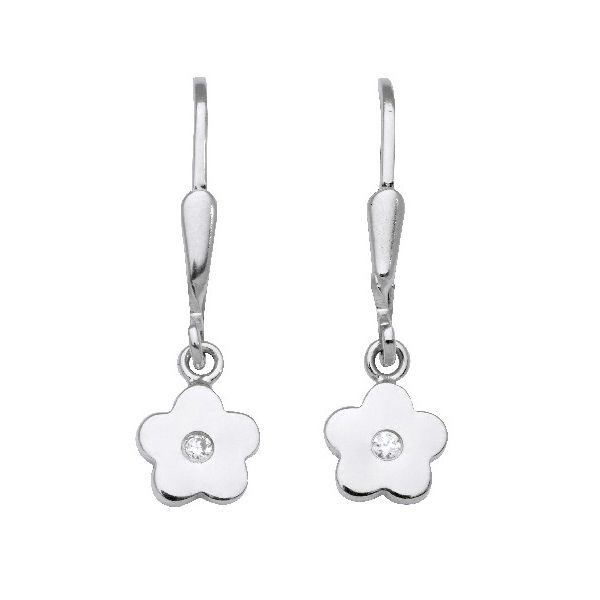 Schneider Basic Ohrringe - Silber - Blume hängend Weiß - SK06