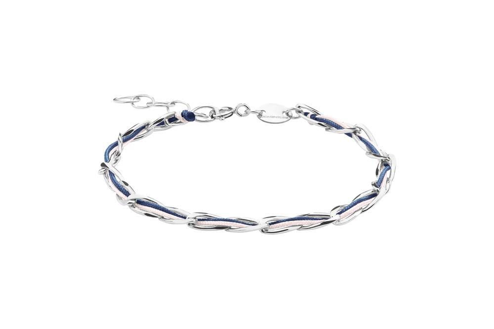 Momentoss Filo Armband - Textil - Dunkelblau Babyrosa - Silber - 20200921