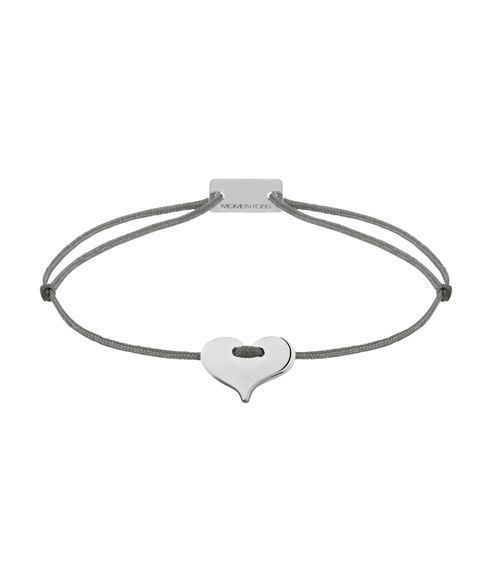 Momentoss Filo Armband - Textil - Dunkelgrau - rhodiniert - Herz - 21200216
