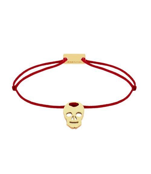 Momentoss Filo Armband - Textil - Dunkelrot - vergoldet - Totenkopf - 21200842