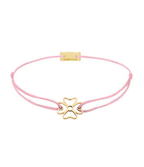 Momentoss Filo Armband - Textil - Dunkelrosa - vergoldet - Kleeblatt - 21200926