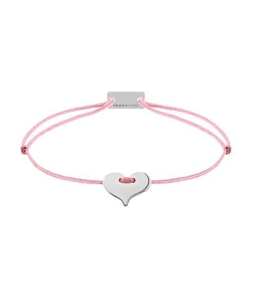Momentoss Filo Armband - Textil - Dunkelrosa - rhodiniert - Herz - 21201015