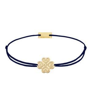 Momentoss Filo Armband - Textil - Dunkelblau - vergoldet - Kleeblatt - 21201975