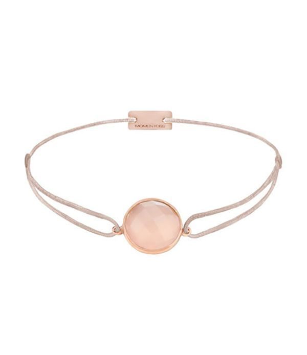 Momentoss Filo Armband - Textil - Beige - Chalcedon Rosa - 21203134