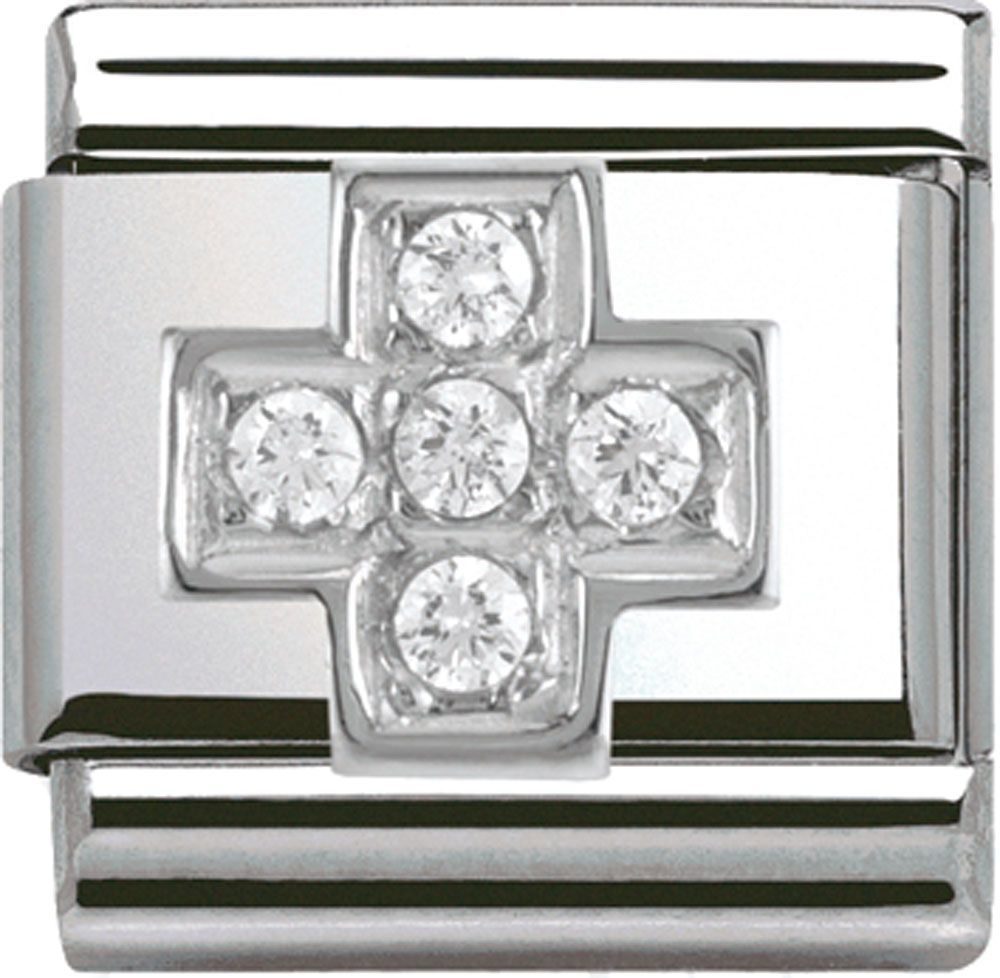 Nomination Classic - SilverShine aus Edelstahl mit 925er Silber und Zirkonia - Kreuz - 330304/03