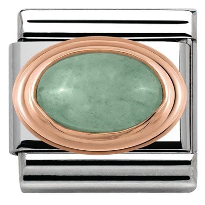 Nomination Anhänger - Composable Classic - 9k Rosegold, Edelstahl, Hartsteine - Gruener Aventurin - 430501/23