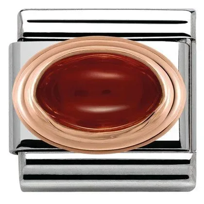 Nomination Anhänger - Composable Classic - 9k Rosegold, Edelstahl, Halbedelsteine - Rot - 430502/03