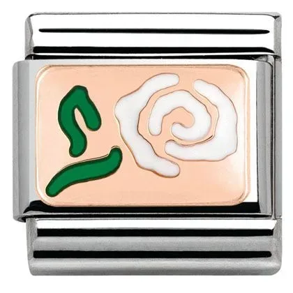 Nomination Anhänger - Composable Classic - 9k Rosegold, Emaille - Rose Grün Weiss - 430201/09