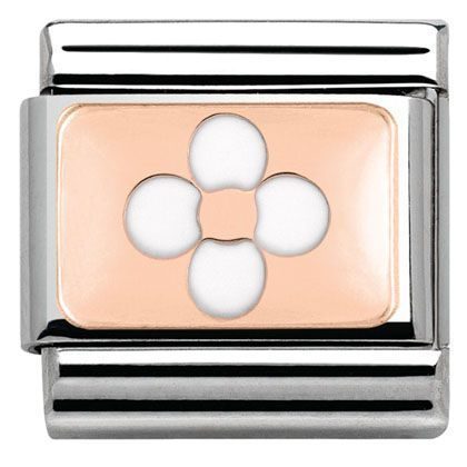 Nomination Anhänger - Composable Classic - 9k Rosegold, Emaille - Blüte Weiss - 430201/11