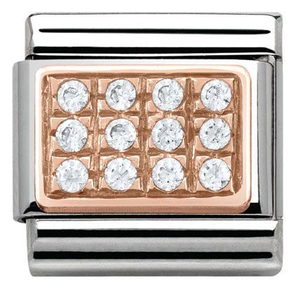 Nomination Anhänger - Composable Classic - 9k Rosegold, Zirkonia - Weiss - 430301/01