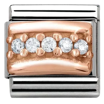 Nomination Anhänger - Composable Classic - 9k Rosegold, Zirkonia - Weiss - 430304/01