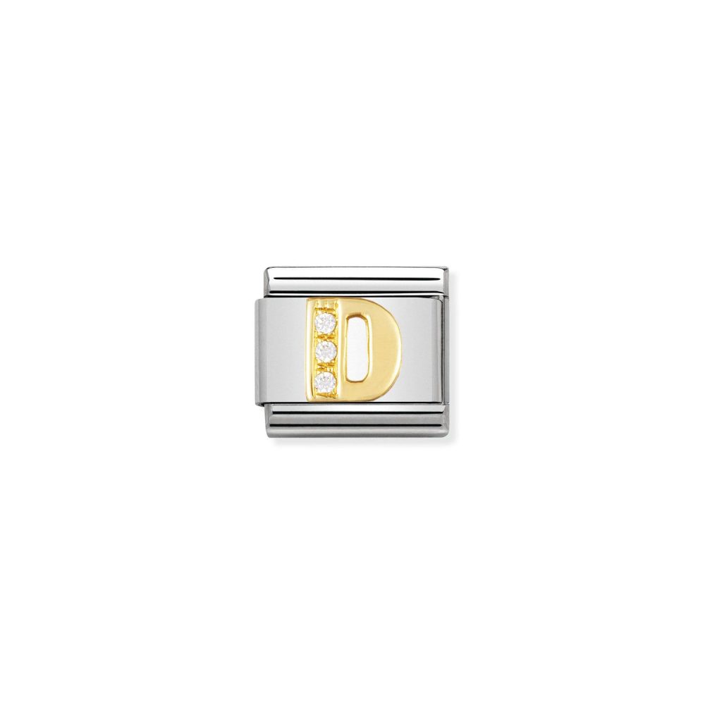 Nomination Classic - BUCHSTABEN Edelstahl, 18K-Gold und Cubic Zirc. (D)