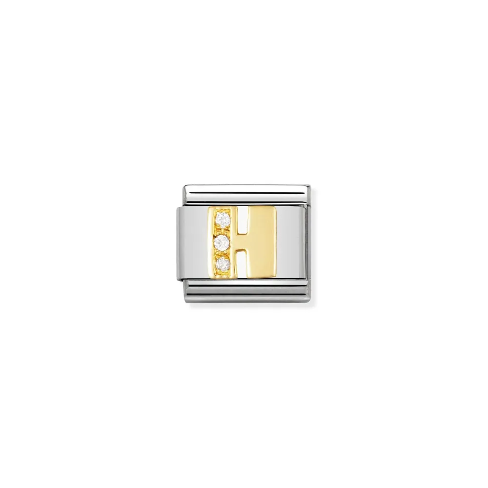 Nomination Classic - BUCHSTABEN Edelstahl, 18K-Gold und Cubic Zirc. (H)