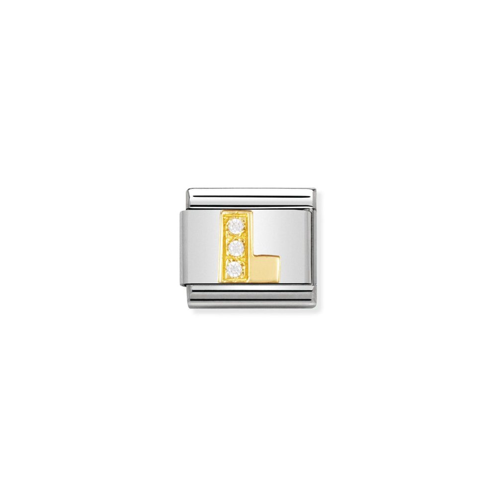 Nomination Classic - BUCHSTABEN Edelstahl, 18K-Gold und Cubic Zirc. (L)