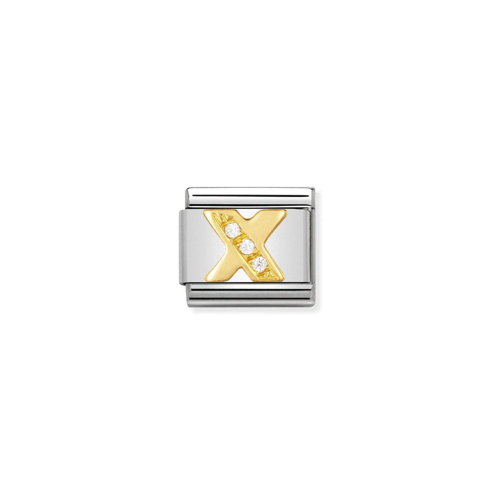 Nomination Classic - BUCHSTABEN Edelstahl, 18K-Gold und Cubic Zirc. (X)