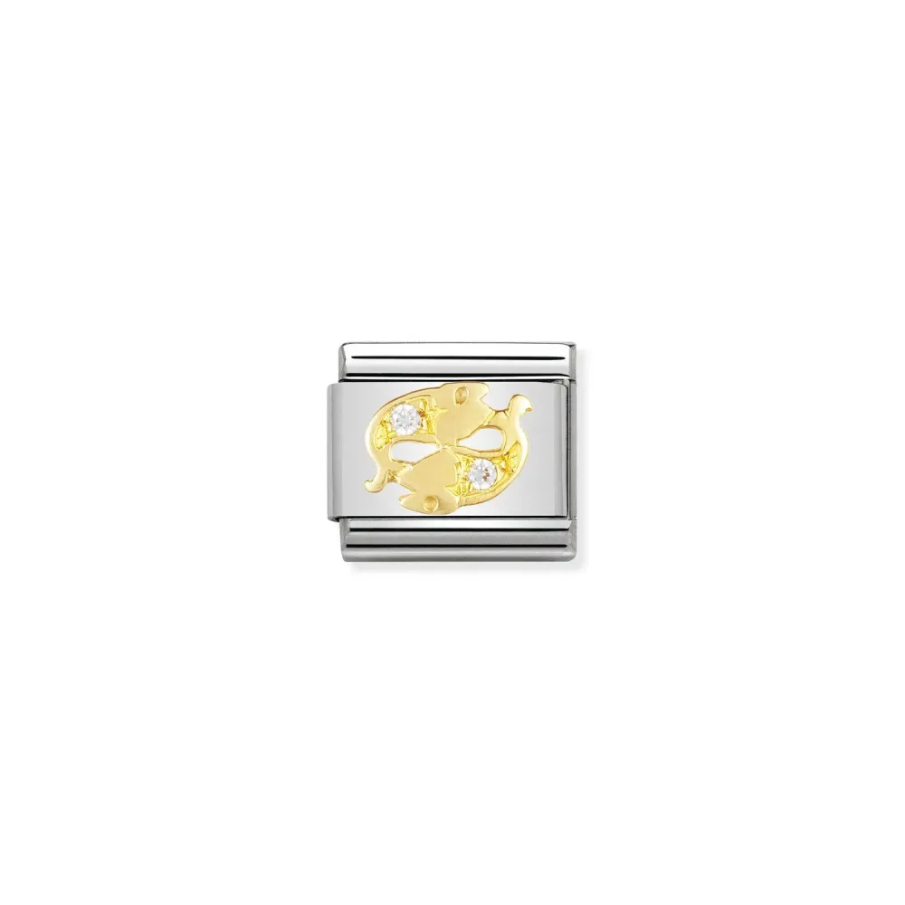 Nomination Classic - STERNZEICHEN Edelstahl, 18K-Gold und Cubic Zirc. (Fische)