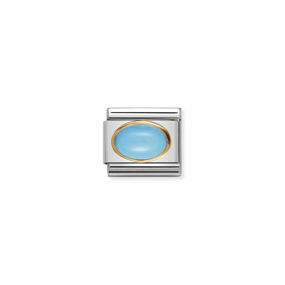 Nomination Classic - EDELSTEINE OVAL aus Edelstahl und 18K-Gold (TURKIS)