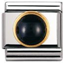 Nomination Classic - EDELSTEINE RUND aus Edelstahl und 18K-Gold (ACHAT SCHWARZ)