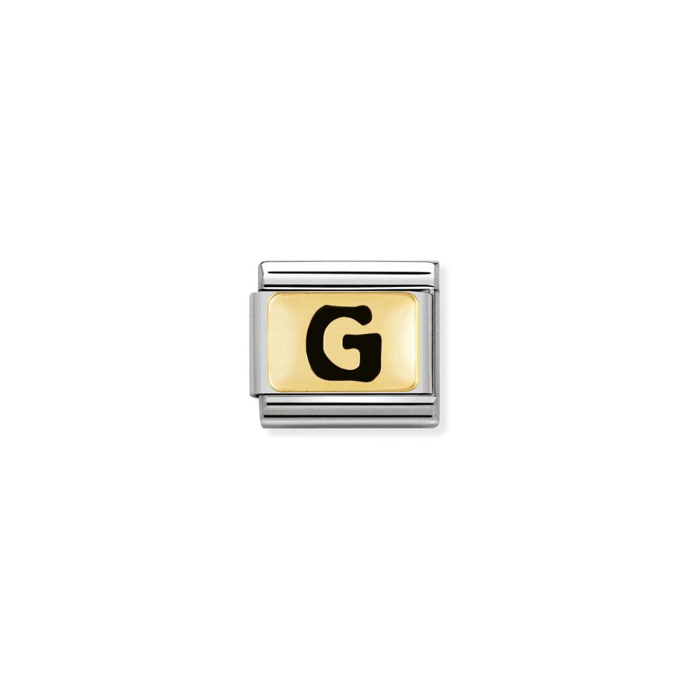 Nomination Classic - SCHWARZE BUCHSTABEN Edelstahl und 18K-Gold (G)