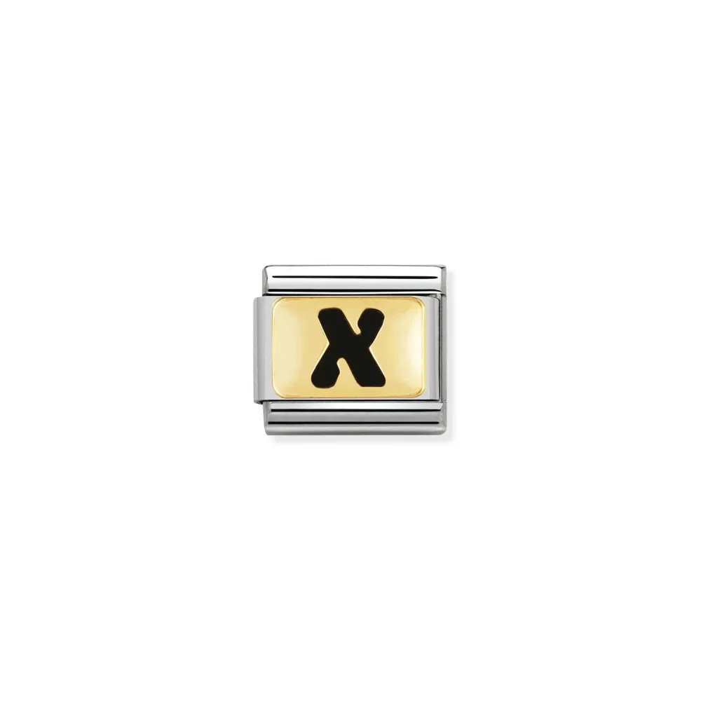Nomination Classic - SCHWARZE BUCHSTABEN Edelstahl und 18K-Gold (X)