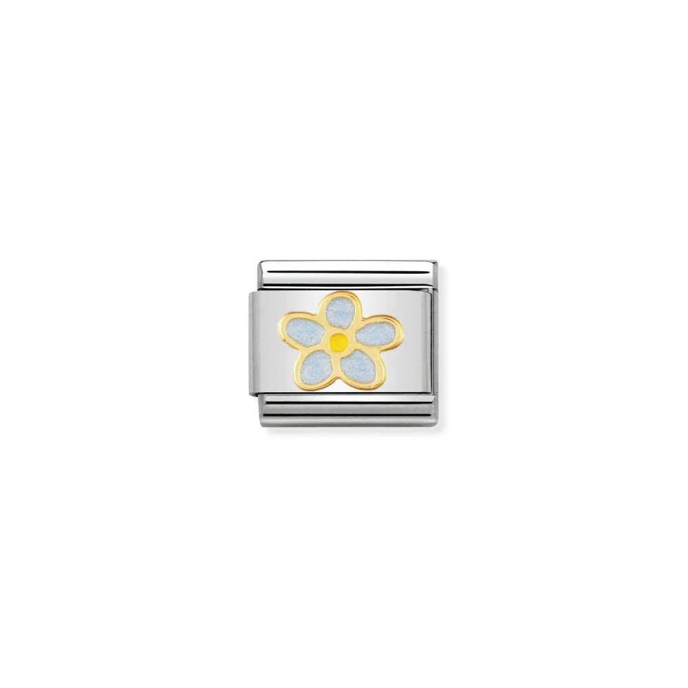 Nomination Classic - NATURE Edelstahl, Email und 18K-Gold (MIOSOTISHIMMELBLAU)
