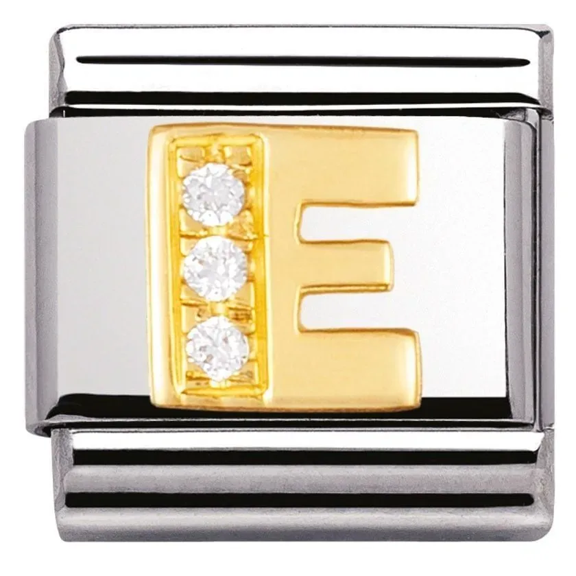Nomination Classic - BUCHSTABEN Edelstahl, 18K-Gold und Cubic Zirc. (E)