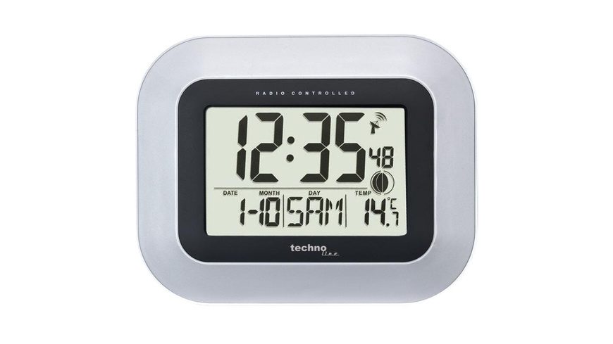TechnoLine Wanduhr WS8005 22,8 cm x 2,8 cm x 18 cm Schwarz, Silber