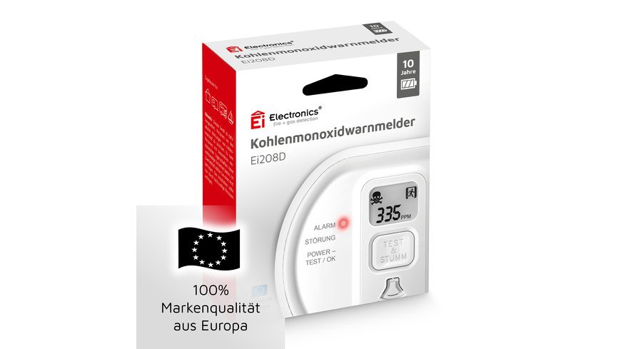 Ei Electronics Ei208D-3X179 Kohlenmonoxid-Melder inkl. 10 Jahres-Batterie batteriebetrieben detektiert Kohlenmonoxid