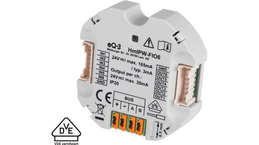 Homematic IP Wired Smart Home IO Modul Unterputz ? 6-fach, HmIPW-FIO6