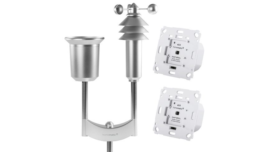 Homematic IP Smart Home Set Wetterschutz mit 2x Rollladenaktor und Wettersensor Plus