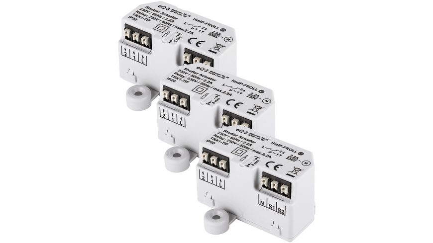 Homematic IP Smart Home 3er-Set Rollladenaktor HmIP-FROLL ? Unterputz, auch für Markisen geeignet