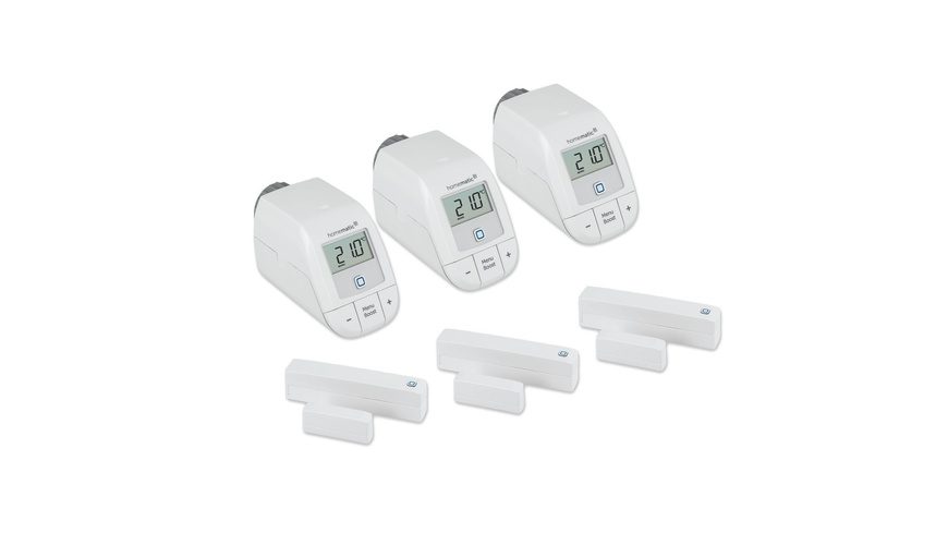Homematic IP Smart Home 3er-Set Easy Connect- Heizkörperthermostat und Fenster- und Türkontakt