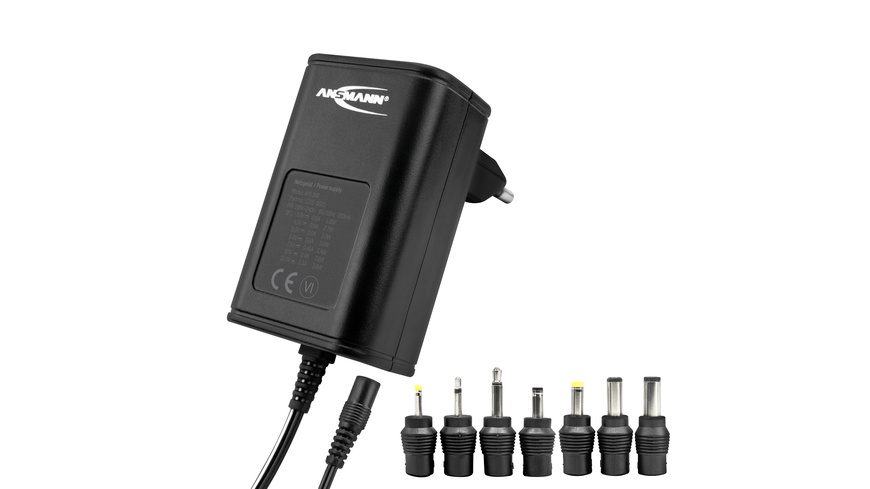 Ansmann 1201-0021 Steckernetzteil, einstellbar 12 V/DC, 9 V/DC, 7.5 V/DC, 6 V, 4.5 V/DC, 3 V 300 mA 3.60 W