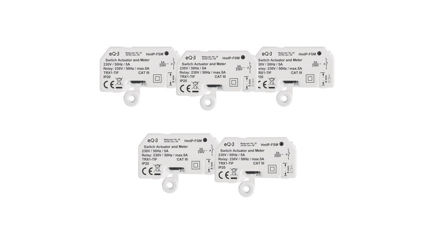 Homematic IP Smart Home 5er-Set Schalt-Mess-Aktor HmIP-FSM, 5 A, Unterputz