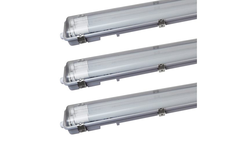 Blulaxa 3er-Set 48-W-LED-Feuchtraumwannenleuchte HumiLED vari, 2-flammig, 5040 lm, 4000 K, 150 cm