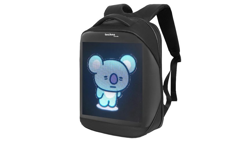 technoline LED-Rucksack mit programmierbarem Display, App, 21,5 Liter, wasserabweisend
