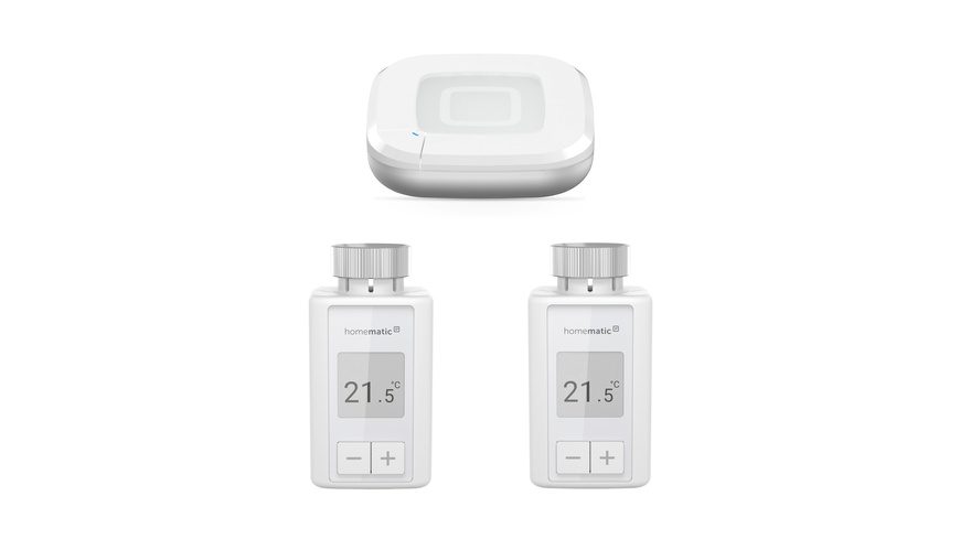 Homematic IP Smart Home Set Raumklima mit Access Point, 2 Heizkörperthermostate Flex