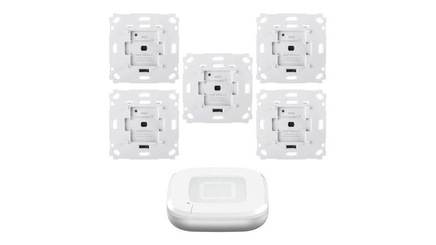 Homematic IP Smart Home Set Beschattung mit Access Point 2, 5 Rollladenaktoren für Markenschalter