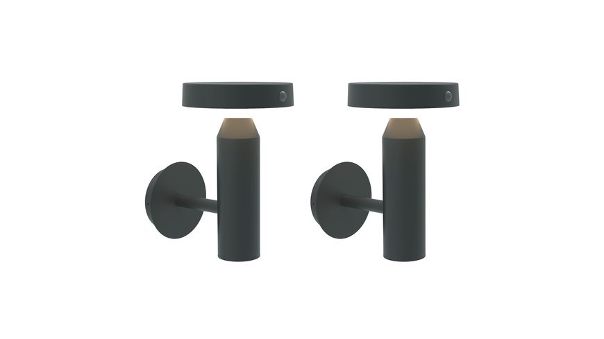 Die BOLD 2er-Set Solar-Wandleuchte mit PIR, Gun Grey