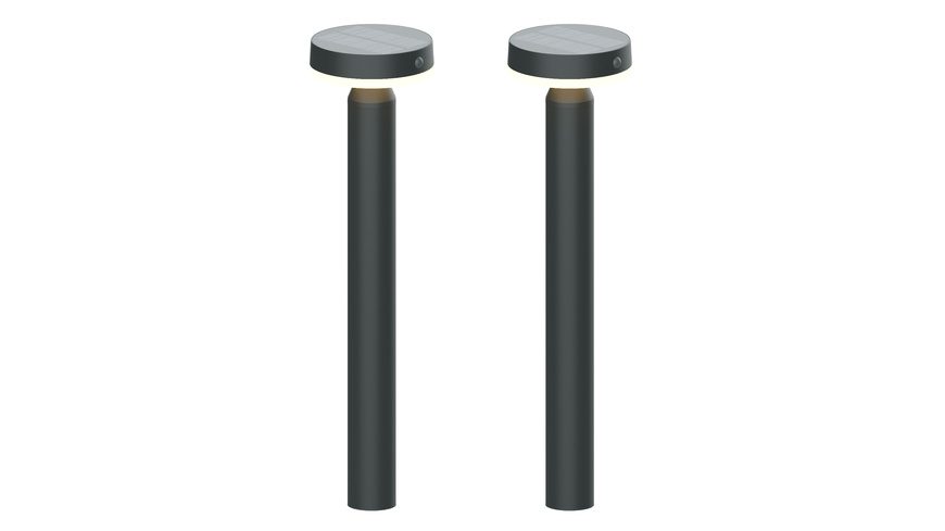Die BOLD 2er-Set Solar-Leuchte mit PIR, 50 cm Höhe, Gun Grey