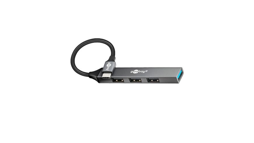 Goobay Slim 4-Port USB-Hub, USB-C? auf USB-A, 5 Gbit/s