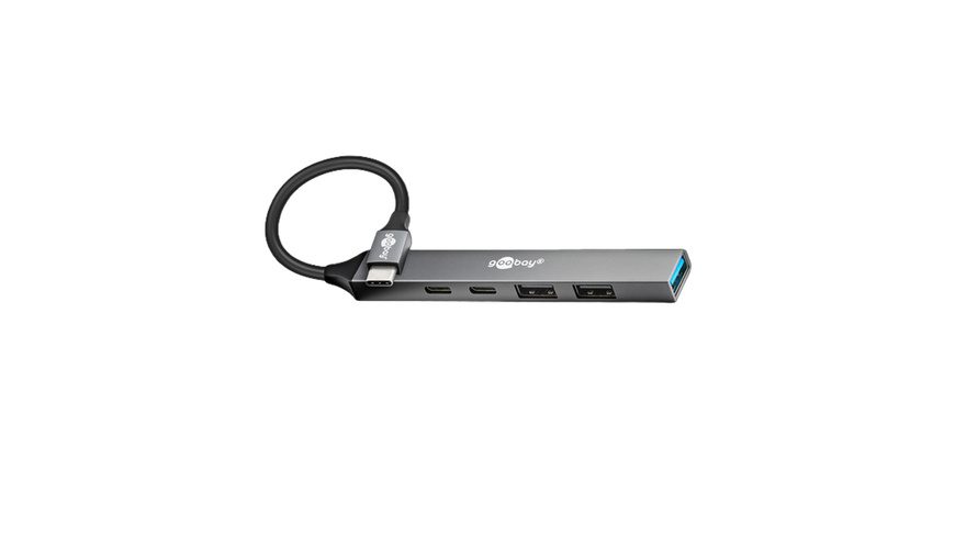 Goobay Slim 5-Port USB-Hub, USB-C? auf USB-C?/USB-A, 5 Gbit/s